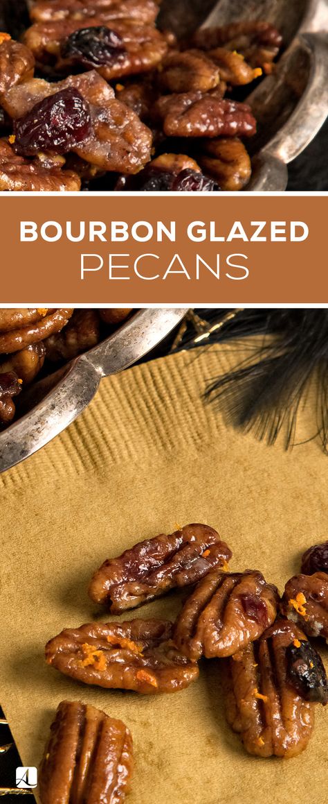 Bourbon Glazed Pecans - American Lifestyle Magazine Bourbon Praline Pecans, Bourbon Roasted Pecans, Maple Bourbon Pecans, Snacks For Bourbon Tasting, Bourbon Glazed Pecans, Bourbon Pecans Candied, Bourbon Candied Pecans, Bourbon Appetizer Recipes, Bourbon Nuts