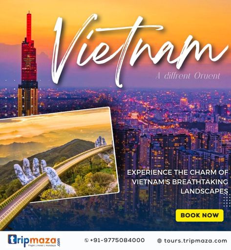 Experiencing Vietnam's Allure: From Bustling Streets to Serene Landscapes 😍 . . . Call us to book your trip to Vietnam now..! 📞+91-9775084000 . . . #ExploreVietnam #VietnameseCulture #VietnamTravel #VietnamBeauty #VietnamFood #VietnamAdventures #VietnamHistory #VietnamHeritage #VietnamNature #VietnamLove #travel #trip #holiday #holidaypackages #tripmaza #popular #trending #instagram #fyp #post #reel #instareel #pinterest Trip To Vietnam, Product Post, Vietnam History, Vietnam Food, Holiday Packaging, Vietnam Travel, Travel Instagram, Travel Trip, Places To Go