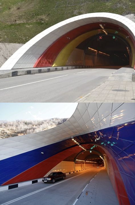 Roki Tunnel - Seperates North Ossetia (in Russia) from South Ossetia (in Georgia). Located under the Caucasus Mountains. South Ossetia, Caucasus Mountains, Georgia, Russia