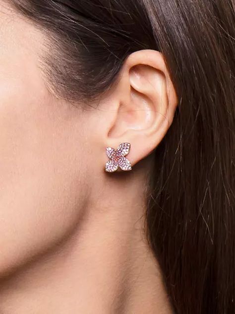 Shop Pasquale Bruni Petit Garden 18K Rose Gold & Pink Sapphire Stud Earrings | Saks Fifth Avenue Jewellery Campaign, Italian Jewelry Designers, Sapphire Stud Earrings, Pink Sapphire Earrings, Pasquale Bruni, Sapphire Earrings Studs, Rosamund Pike, Expensive Jewelry Luxury, Sapphire Studs