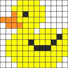 Rubber Ducky Perler Bead Pattern / Bead Sprite Pixel Quilting, Motifs Perler, Pixel Crochet, Bead Sprite, Pola Kristik, Diy Perler Beads, Pixel Pattern, Pixel Art Pattern, Cross Stitch Animals