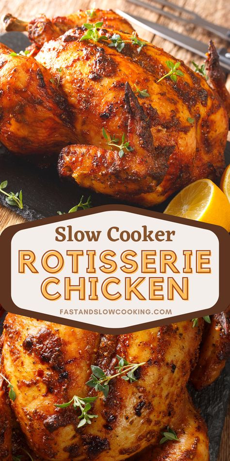 Crockpot Rotisserie Chicken Crockpot Seasoned Chicken, Rotisserie Crockpot Chicken Recipes, Chicken Roast Crockpot Recipes, Whole Chicken Recipes In Crockpot, Crockpot Chicken Roast, Whole Baked Chicken Recipes Crock Pots, While Chicken In Crockpot, Crock Pot Cooking Chicken Easy Recipes, Full Chicken Recipes Crock Pots