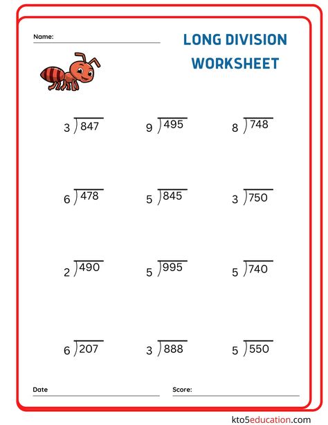 Long Division Worksheets For 4th Graders | FREE Download Check more at https://kto5education.com/long-division-worksheets-for-4th-graders-free-download/ Division Worksheets For Class 5, Division Worksheets 4th Grade, Maths Learning, Long Division Worksheets, Exit Slip, Math Practice Worksheets, 4th Grade Math Worksheets, Mathematics Worksheets, Long Division