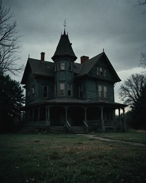 Old Haunted Houses, Spooky Old House, Creepy Mansion Aesthetic, Salem’s Lot, Spooky House Aesthetic, Abandoned Town Aesthetic, Creepy House Aesthetic, Creepy Farmhouse, Haunted House Inside