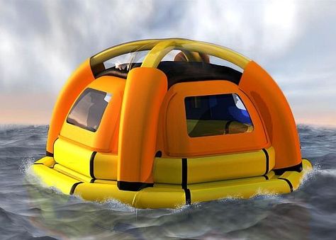 The Sea Kettle concept is a life raft that comes with a desalination plant to generate fresh water. Round Boat, Life Raft, Emergency Shelter, Safe Room, By Any Means Necessary, Inflatable Boat, Emergency Prepping, Wilderness Survival, Survival Tools