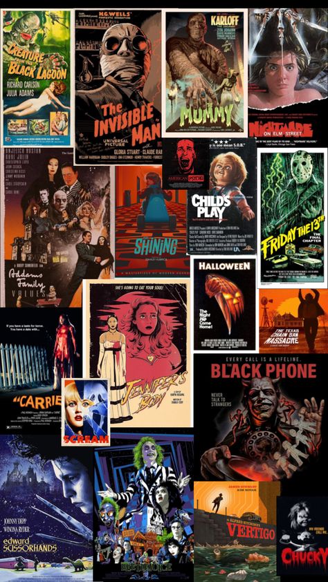 #Halloween #horror#movie#movies#horrormovie#horrormovies# scary#vintage #vibes #scream#monster#halloweenaesthetic #spooky#scary#wallpaper #posters #collageart #fall #fallaesthetic #80’s#90’s#70’s#film Horror Collage, 90s Horror Movies, Movie Collage, Scary Wallpaper, Horror Posters, 90s Movies, Horror Movie Posters, Spooky Scary, Halloween Horror