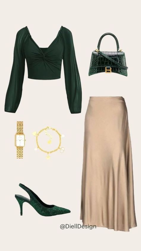 Green Heels Outfit Ideas, Outfits With Green Heels, Classy Green Outfits, Green Heels Outfit Classy, Navy Green Outfit, Green Classy Outfit, Dark Green Outfit Ideas, Dark Green Outfits, Green Heels Outfit