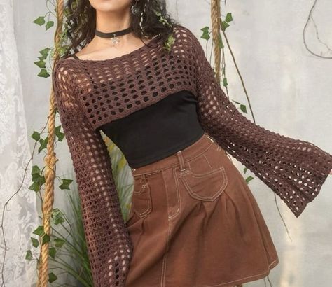 Crochet Top Outfit, Cropped Pullover, Open Knit Sweater, Crochet Crop Top, Knitting Women Sweater, Open Knit, Crochet Sweater, Top Pattern, Long Sleeve Casual