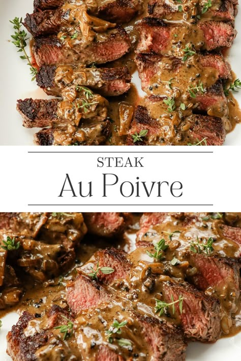 Classic Steak Au Poivre recipe French Christmas Food, Sauce Au Poivre, Steak Dinner Recipes, Pan Sauce, Where's The Beef, French Recipes, Recipes Beef, Steak Dinner, Beef Dinner