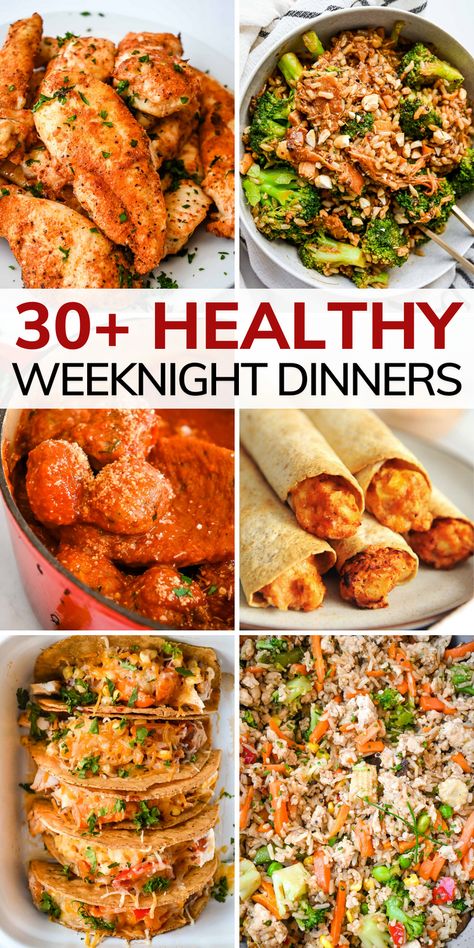 These 33 healthy family dinner ideas will help you to make dinner tonight! Whether you have hungry teenagers and kids or picky toddlers, each of these recipes is a family-approved meal, full of nutritious ingredients and tons of flavor. All of these recipes are quick, easy, and can be thrown together with minimal effort! Healthy Family Dinner Ideas, Healthy Family Dinner, Family Dinner Ideas, Quick Healthy Dinner, Healthy Weeknight Meals, Healthy Weeknight Dinners, Healthy Family Dinners, Healthy Family Meals, Easy Family Dinners