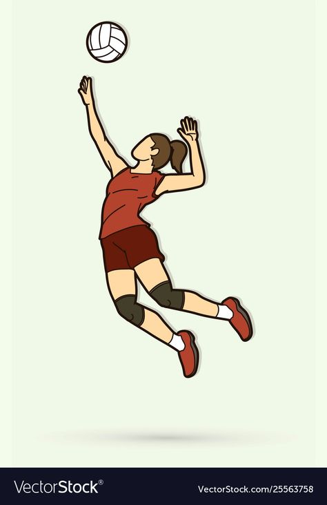 Volleyball Aesthetic Drawing, Volleyball Animation, Volleyball Player Drawing, Playing Volleyball Drawing, Volleyball Players Female, Volly Bal, Volleyball Pfp, Volleyball Cartoon, Action Woman