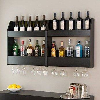 Wooden rack ideas to be applied into any home styles for a warmer room impression 45 Bar Shelves Ideas, Hutch Bar, Liquor Rack, Home Wine Bar, Liquor Storage, Liquor Shelf, Mounted Wine Rack, Wine Rack Design, Bar Plans