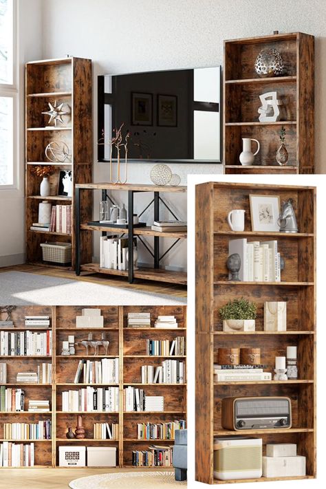 **This is an affiliate link** 70 in Tall Bookcase Home Decor Furniture for Home Office, Living Room, Bed Room, Vintage Brown Industrial Bookshelves, Industrial Bookshelf, Tall Bookcase, Tall Bookcases, Living Room Bed, Home Office Living Room, Shelf Display, Room Bed, Display Storage