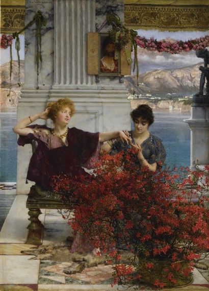 Sir Lawrence Alma-Tadema | LOVE'S JEWELLED FETTER (THE BETROTHAL RING) | MutualArt Tadema Paintings, Lawrence Alma Tadema, Dante Gabriel Rossetti, John Everett Millais, Woman Loving Woman, John William Waterhouse, History Painting, Historical Painting, Oil Painting Reproductions