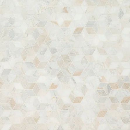 MSI Arabescato Venato White Cube 11.73" x 13.47" Honed Marble Mesh-Mounted Mosaic Tile | Wayfair Mosaic, Carrara Venato, Honed Marble, Mosaic Tile, Mosaic Tiles, Tile, Marble, Mesh, Lighting