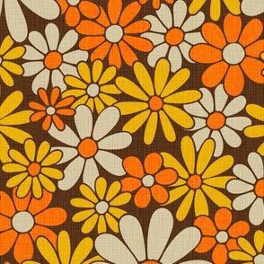 Flower 60s Flower Pattern, 1970s Wallpaper, 60s Patterns, Orange Autumn, 70s Decor, Hippie Flowers, Deco Retro, Motif Vintage, Retro Fabric