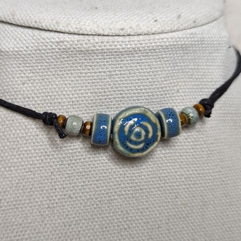 Nature Inspired Jewelry Necklaces, Air Dry Clay Necklace, Ceramics Necklace, Bead Combinations, Necklaces Etsy, Ceramic Bead Jewelry, Ceramics Jewelry, Jewelry Ceramic, Ceramic Beads Necklace