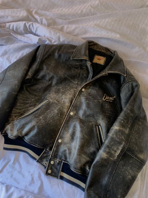 Vintage Diesel Jacket, Diesel Man Outfit, Diesel Leather Jacket Men, Diesel Jacket Men, Diesel Menswear, Diesel Aesthetic, Diesel Outfit, Diesel Style, Diesel Denim Jacket