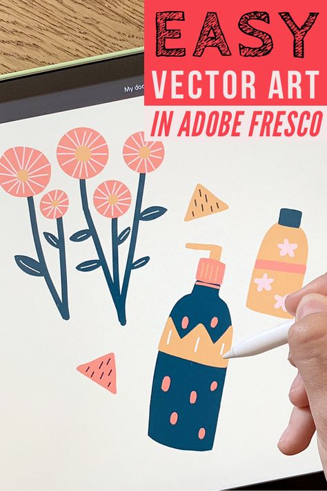 How To Use Adobe Fresco, Adobe Fresco Art Ideas, Adobe Fresco Tips, Adobe Fresco Illustration, Adobe Fresco Art, Simple Procreate Art, Adobe Fresco Tutorial, Fresco Illustration, Fresco Adobe