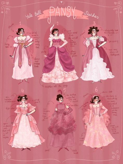 The Colourful Witch Hermione Yule Ball Dress Fanart, Pansy Parkinson Yule Ball, Yule Ball Fanart, Harry Potter Genderbend, Art Witch Aesthetic, Pygmy Puff, Yule Ball Outfits, Wizard Fashion, Pink Demon