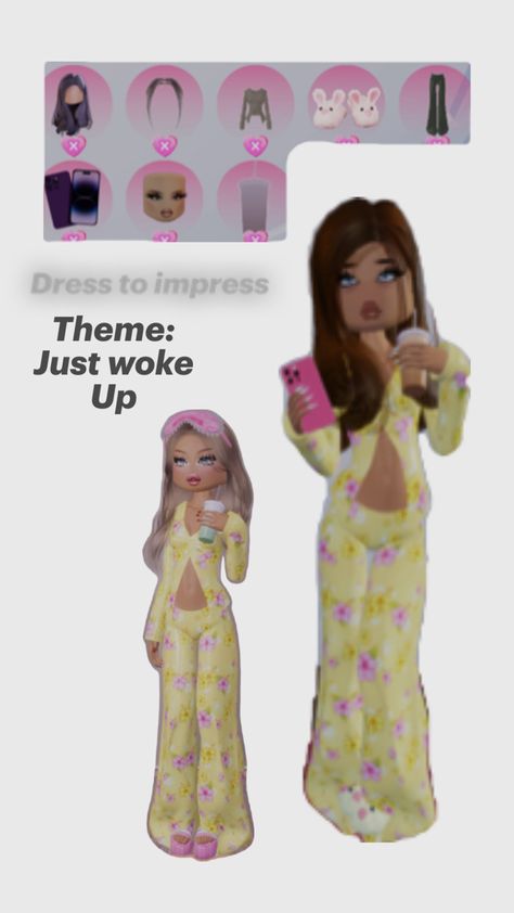 This pin is about dress to impress and their outfits. This outfit shows the theme just woke up Up Theme, Theme Dress, Cute Easy Drawings, Themed Outfits, New Theme, Easy Drawings, Dress To Impress, Dress Outfits