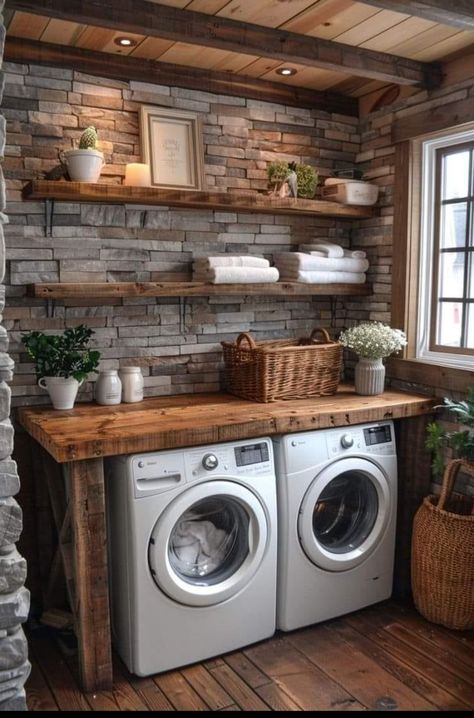 Cozy Laundry Room, Boho Laundry Room, Rustic Laundry Room Ideas, Casa Rock, Rustic Laundry Room, Pantry Renovation, Rustic Laundry Rooms, Dream Laundry Room, Laundry Room Renovation