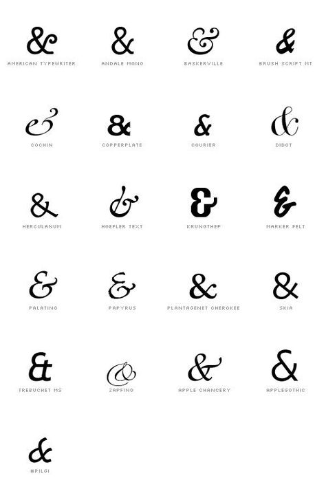 The ampersand is quite possibly the most beautiful symbol in type. It can take on many forms from ornate to simple and still catch the eye. Art Graf, Svg Patterns, Tattoo Script Fonts, Alfabet Letters, Typography Love, Handmade Signs, Tattoo Script, Font Inspiration, Creative Fonts