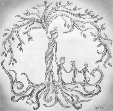 Tree of life drawing Line Art Family, Mother And Child Art, Family Tree Tattoo, Mom Tattoo Designs, Mommy Tattoos, Mother Tattoos, Tattoos Geometric, Forearm Tattoo Women, Child Art