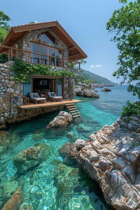 Beachside House, Beautiful Scenery Photography, Pool Landscape Design, Dream Life House, Water House, Dream Beach Houses, Sea House, Unusual Homes, House By The Sea