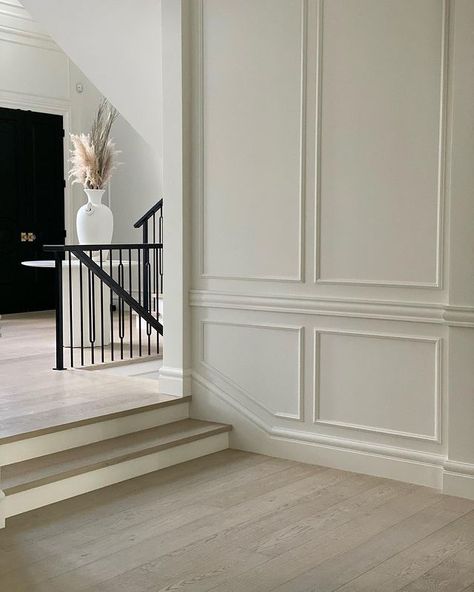 Another shot for the Panelling lover! Panels look great in any room as long as it has a decent ceiling height! pic: @tomlenovichdesign #wallpaneling #wallpanels #classichome #hallwaydecor #hallwayinspiration #simpledecor #eleganthomes #classichome #parisian #beigeaesthetics Hallway Update, Classic Wall Panel, Parisian Wall, Architectural Wall Panel, Wall Panel Molding, Instagram Wall, Hallway Inspiration, Wall Panel Design, Entry Ways