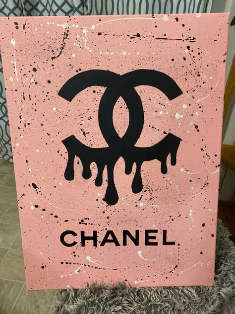 Chanel Painting Ideas, Boujee Canvas Painting, Chanel Painting Canvases, Boujee Painting Ideas On Canvas, Chanel Canvas Painting, Baddie Canvas Painting Ideas, Barbie Canvas Painting, Bratz Paintings Canvas, Boujee Paintings