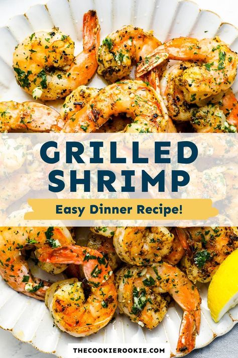 This flavor-packed Grilled Shrimp recipe is so quick and easy, you’ll be adding these to every dish. Start with a simple marinade, grill shrimp for just a few minutes, then slather on a bright lemon garlic butter. Pair this seafood favorite with pasta, veggies, and salads! Pop over to my site for the recipe! Shrimp Seasoning For Grill, Grilled Shrimp Recipes On Grill, Shrimp Barbecue Recipes, Healthy Grilled Shrimp Recipes, Shrimp Grilled Recipes, Shrimp On The Grill, Shrimp Summer Rolls, Grilled Shrimp Recipe, Frozen Cooked Shrimp