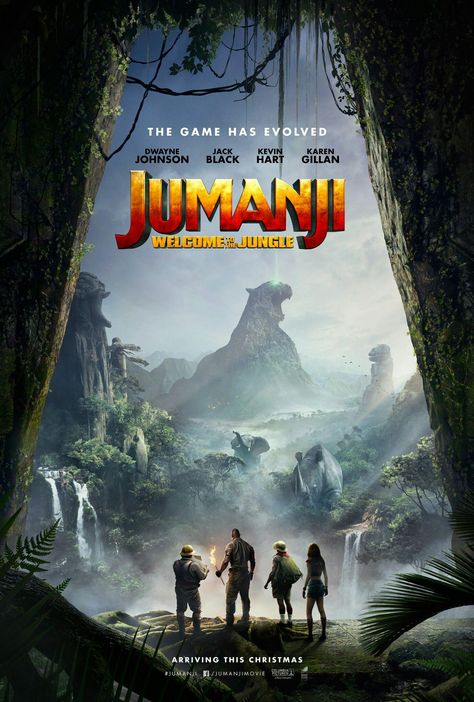 JUMANJI:  WELCOME TO THE JUNGLE (2017) - Dwayne Johnson -  Jack Black - Kevin Hart - Karen Gillan - Movie Poster. Karen Gillan, Fantasy Films, Jumanji Welcome To The Jungle, Tam Film, Jumanji Movie, Movie Synopsis, Kevin Hart, Welcome To The Jungle, Movie Poster Art