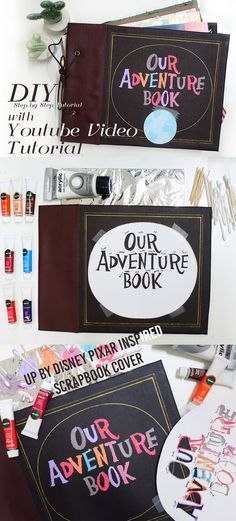 Up Disney Pixar, My Adventure Book, Adventure Book Scrapbook, Up Disney, Photo Gifts Diy, Our Adventure Book, Book Tutorial, Scrapbook Cover, Disney Pixar Up