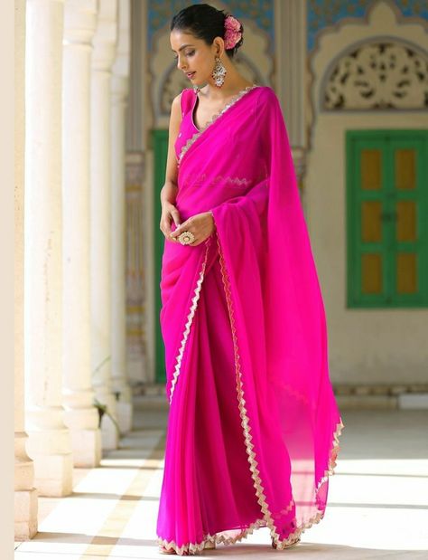 Sparkle Saree, Pink Chiffon Saree, Saree Looks, Pure Chiffon Sarees, Lehenga Gown, Saree Fashion, Saree Style, Sarees Silk, Dress Book