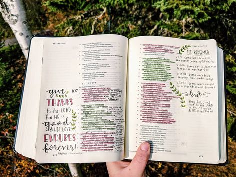 Psalm Bible Notes, Psalms Bible Study Notes, Psalm Bible Journaling, Psalm 107, Inductive Bible Study, Journal Notes, Study Notebook, Bible Doodling, Bible Journal Notes