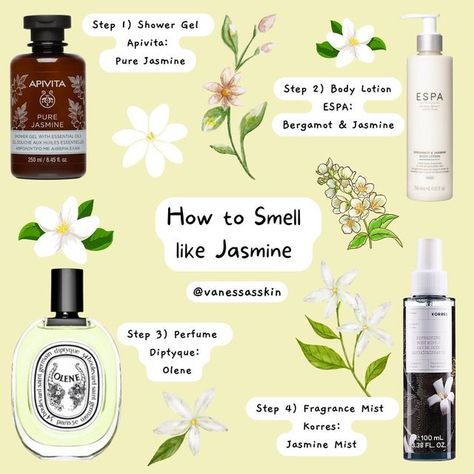 Jasmine Fragrance Aesthetic, Arabian Jasmine Perfume, Jasmine Scent Combo, Perfume With Jasmine, Jasmine Vanilla Perfume, Jasmine Smell Aesthetic, Jasmine Scented Shower Routine, How To Smell Like Jasmine Flowers, Best Jasmine Perfume