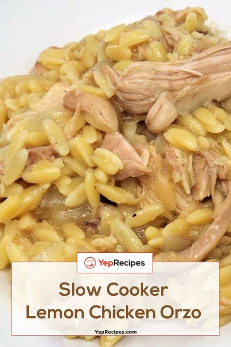 Chicken Thighs And Orzo, Lemon Chicken Crockpot, Lemon Chicken And Orzo, Slow Cooker Lemon Chicken, Chicken And Orzo, Slow Cooker Easy, Lemony Chicken, Crockpot Chicken Thighs, Crockpot Pasta