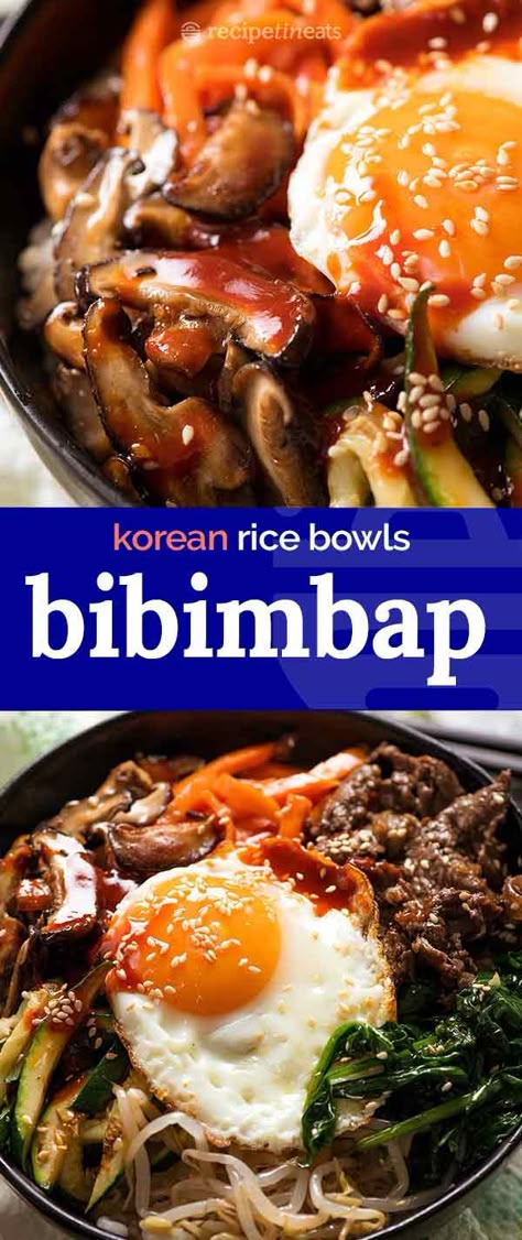 Pork Bibimbap Recipe, Bimibap Recipes, Bimbimbop Bowl, Korean Bibimbap Recipe, Bim Bim Bap Recipe, Korean Beef Bibimbap, Bi Bim Bap, Bibimbap Sauce, Tin Eats