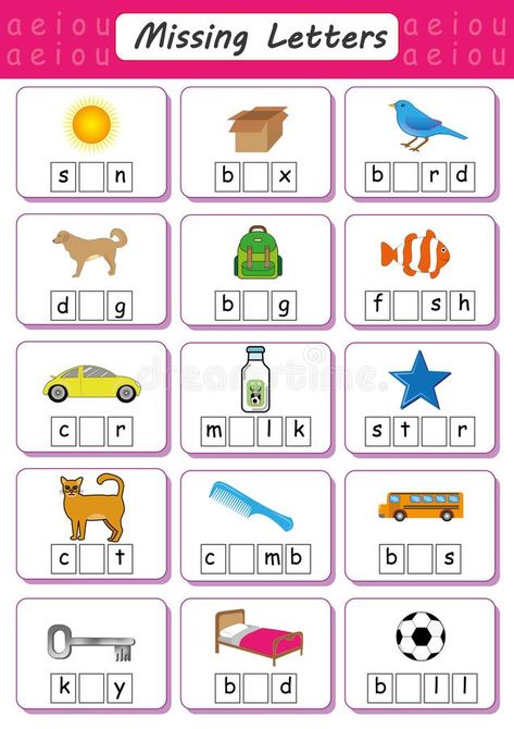 Letter Worksheets Kindergarten, Short Vowel Worksheets, Missing Letters, Kindergarten Phonics Worksheets, Vowel Worksheets, Alphabet Worksheets Kindergarten, Kindergarten Letters, Kindergarten Reading Worksheets, Free Kindergarten Worksheets