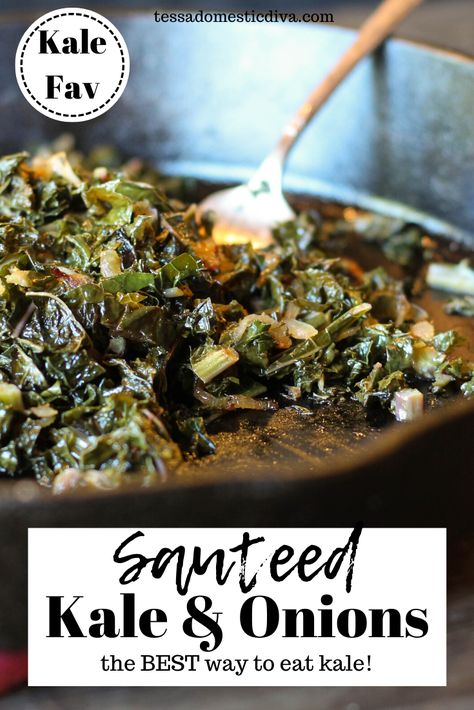 Spanish Kale Recipes, Low Sodium Kale Recipes, Kale Recipes Southern, Stir Fried Kale Recipes, Good Kale Recipes, Sauteed Greens Recipe, What To Do With Kale Recipes, Cook Kale On Stove, Kale Greens Recipe Southern Vegan