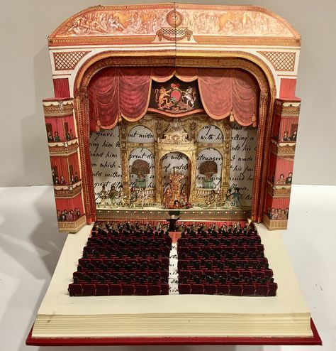 Theater - altered book diorama by Dawn Morehead Diorama Theater, Puppetry Theater, Theatre Diorama, Theater Diorama, Pop Up Theatre, Mini Theater, Craft Aesthetic Ideas, Paper Theater, Book Diorama