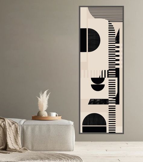 Long Horizontal Abstract Geometric Art, Black and Beige Large High Quality Print, Long Narrow Poster Wide Art, Original Printed and Shipped. Its long and narrow format makes it useful for decor above the bed, sofa, or as a vertical piece in a tall space (e.g. hallway end; staircase). Long Horizontal Wall Art, Original Art, Printed and Shipped High Quality Print. Decor Above The Bed, Long Horizontal Wall Art, Narrow Wall Art, Wide Art, Posters On Wall Bedroom, Long Painting, Horizontal Wall Art, Abstract Geometric Art, Black And Beige