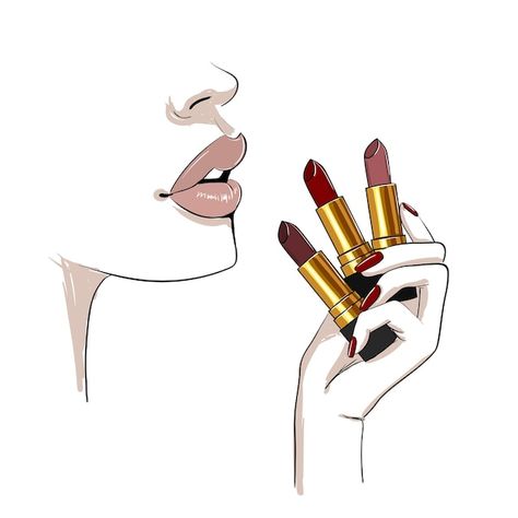 Animae Drawings, Lipstick Sketch, Salon Gold, Lip Logo, Red Lipstick Makeup, Breaking The Rules, Makeup Artist Logo, Cosmetic Logo, Beauty Posters