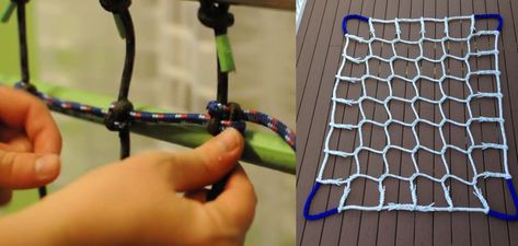 How to Make a Cargo Net From Rope | 6 Easy Steps (2023) How To Make A Net, Diy Cargo Net, Loft Net, Small Gauges, Single Braid, Overhand Knot, Cargo Net, Diy Backpack, How To Make Rope