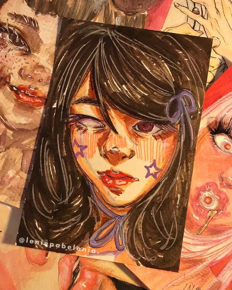 im having an artblock rightnow so im trying to cope with it and made an artwork with a different media!🎀 materials used: markers, acrylic marker, watercolor, and technical pen What To Draw With Ohuhu Markers, Drawings With Alcohol Markers, Acrylic Marker Drawings, Acrylic Marker Art Ideas, Acrylic Marker Art, Marker Sketchbook, Marker Watercolor, Sketchbook Spreads, Acrylic Paint Markers