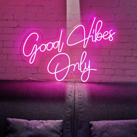 Good Vibes Only Neon Sign/Custom Neon Sign/Neon Sign/Handmade | Etsy Good Vibes Only Neon Sign, Led Home Decor, Fun Lighting, Eyelash Decor, Pink Starburst, Grandmother Birthday, Makeup Memes, College House, Neon Wall Art