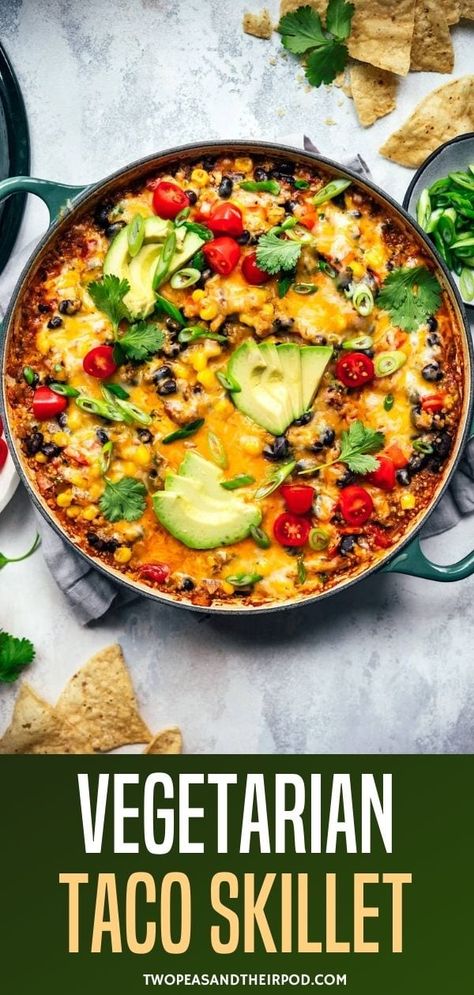 Quick Vegetarian Recipes, Vegetarian Mexican Recipes, Vegetarian Taco, Taco Skillet, Authentic Mexican Recipes, Mexican Flavors, One Pan Meal, Vegetarian Mexican, Vegetarian Tacos