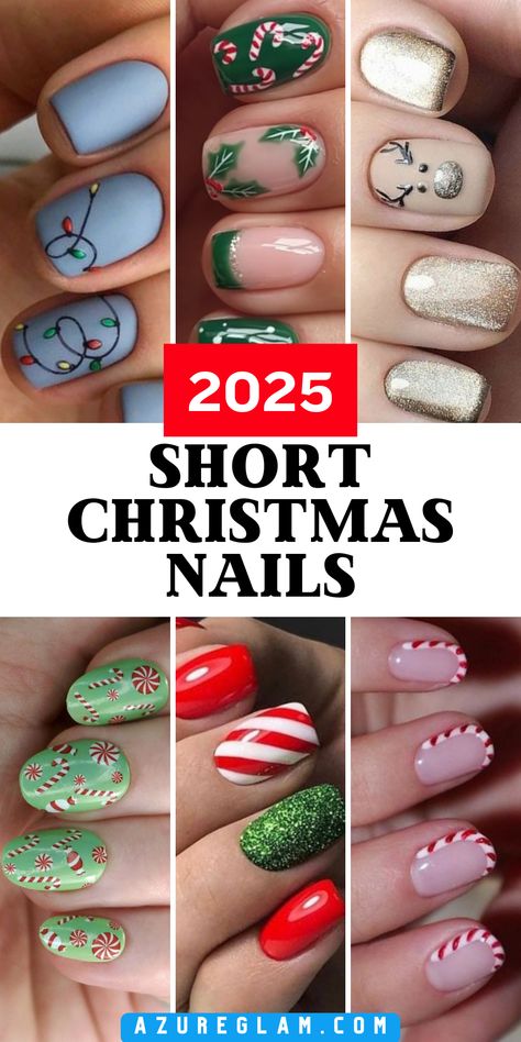 Discover 19 short Christmas nails for 2024-2025, featuring simple red, green, and glitter designs. Whether you prefer cute nail art or more classic styles, these ideas are perfect for all nail types, including acrylic, gel, and natural nails. From square to almond shapes, these festive looks bring a touch of sparkle with bling accents and matte finishes. Nails For Xmas Holidays, Not Red Christmas Nails, Christmas Nails Short Almond Shape, Simple Christmas Nails Long Square, Classy Christmas Nails Acrylic Short, Christmas Gel Nail Art Designs, Nail Art Ideas For Christmas, Square Festive Nails, Christmas Nail Short Nails