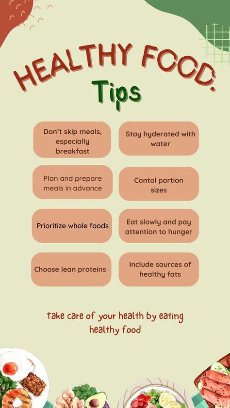 "Healthy food tips" means advice on choosing foods that are good for your body. These tips help you understand what foods to eat more of and what to eat less of to stay healthy. #Health, #Healthyfood, #Healthyeating, #Healthytips, #Goodhealth, #Healthylife, #Healthylifestyle Healthy Eating Tips And Tricks, Why Eat Healthy, Eating Healthy Tips, Nutrition Tips Eating Habits, Healthy Eating Hacks, Healthy Eating Chart, Healthy Eating Posters, Biology Project, Healthier Mindset